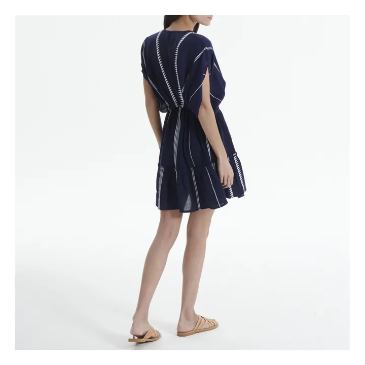 Lemlem Robe Courte Plunge Neck Nunu | Bleu marine