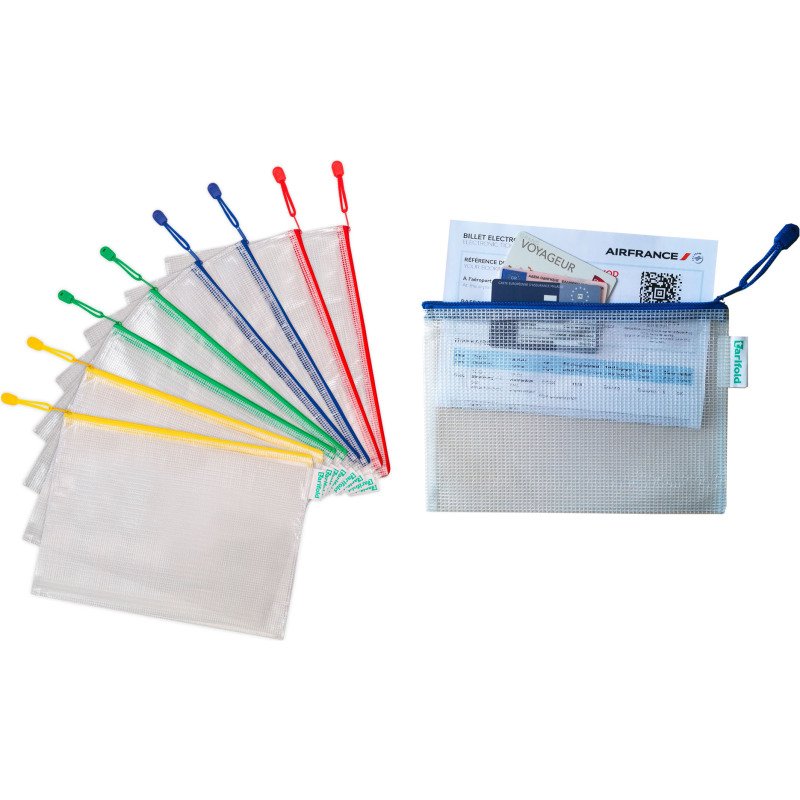 Pochettes de rangement à zip A6 paysage Djois by Tarifold - Sachet de 8