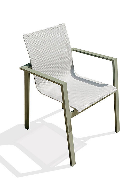 Fauteuil de jardin empilable Miami en alu kaki et toile plastifiée grise DCB GARDEN