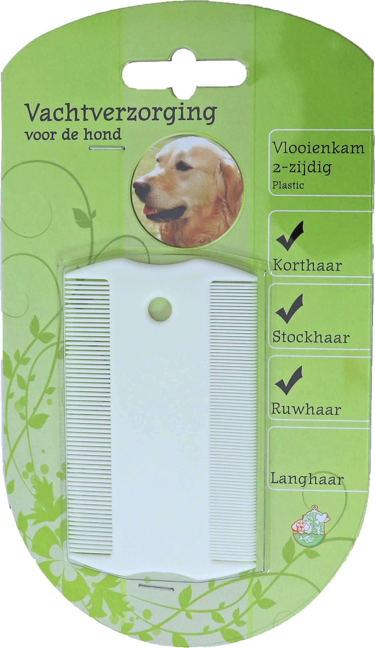 Boon vlooienkam hond 2-zijdig wit