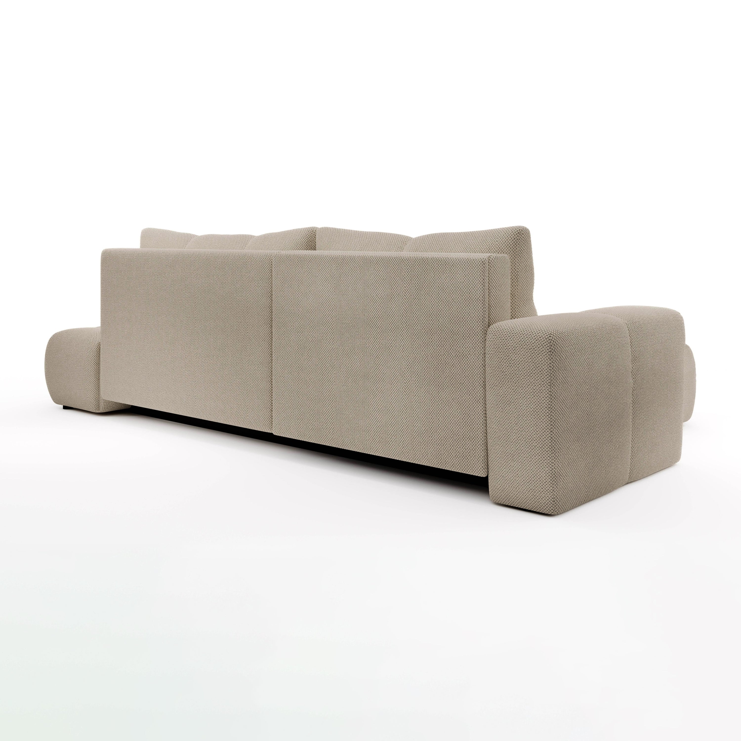 by fonQ Charme Hoekbank Links met Slaapfunctie - Weefstof - Beige
