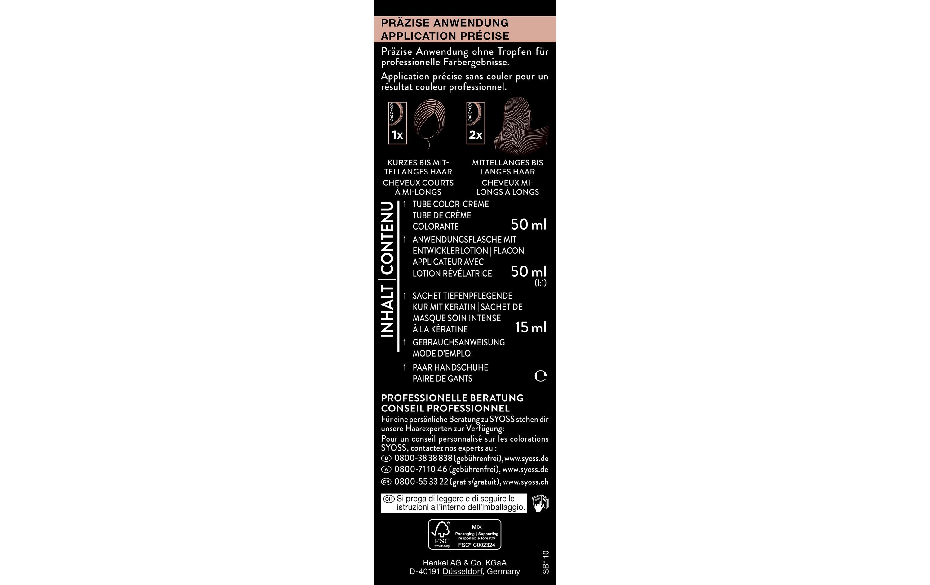 Haarcoloration 1-1 SchwarzPermanente Coloration mit Keratin verleiht professionelle Farbintensität
