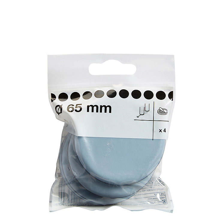 Patin auto-adhésifs Diall 65 mm x 4, blanc + gris/bleu