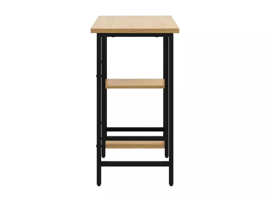 Bureau d'ordinateur Noir et chêne clair 80x40x72cm MDF et métal