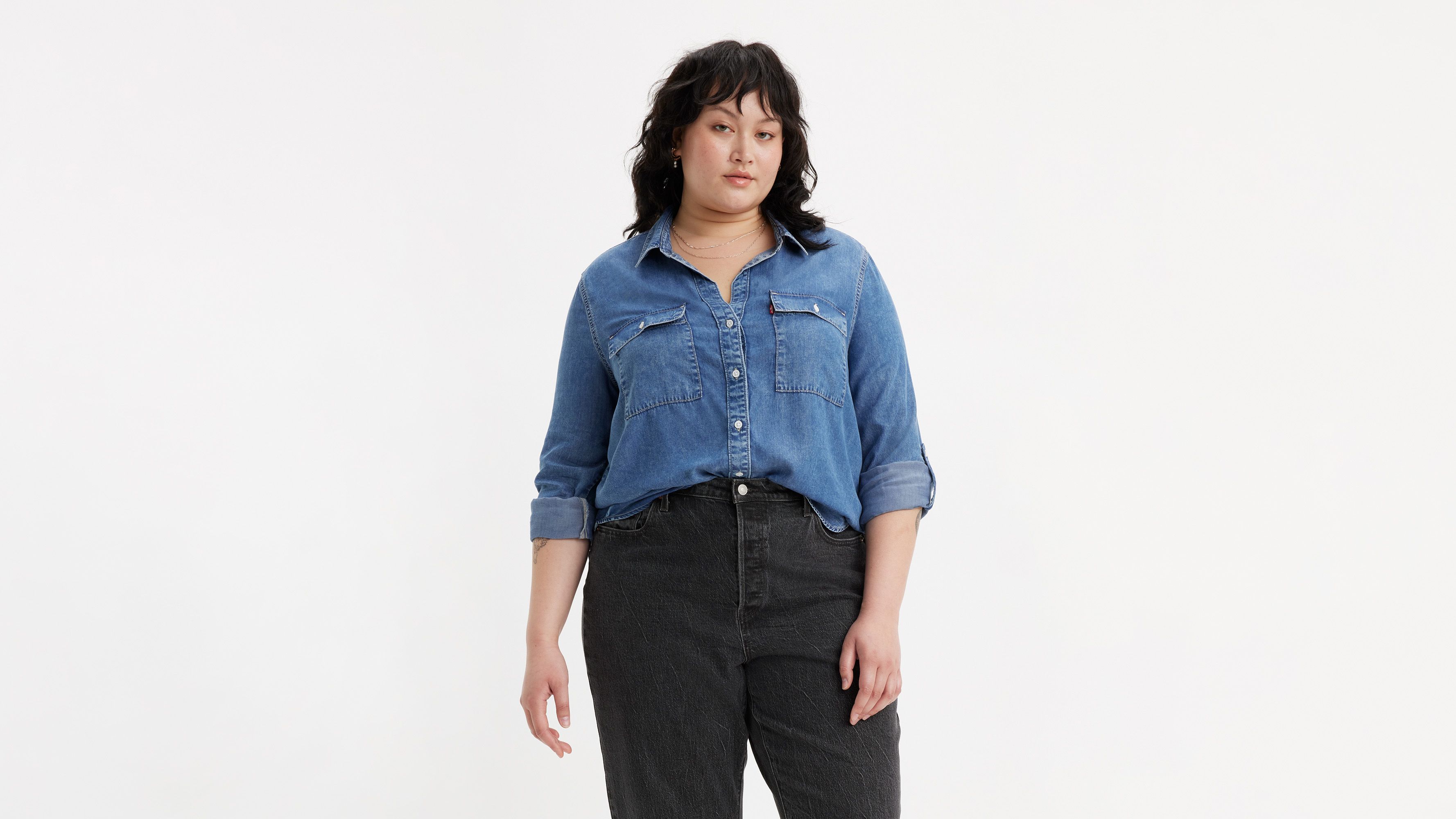 Chemise utilitaire Doreen (grandes tailles) - In Patches 2 - Bleu