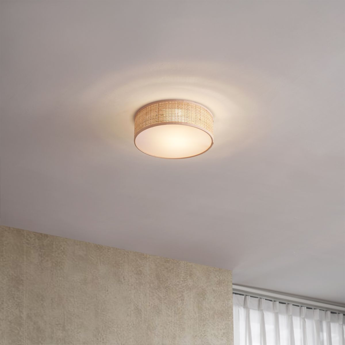 Oosterse plafondlamp rotan 30cm - Trammy