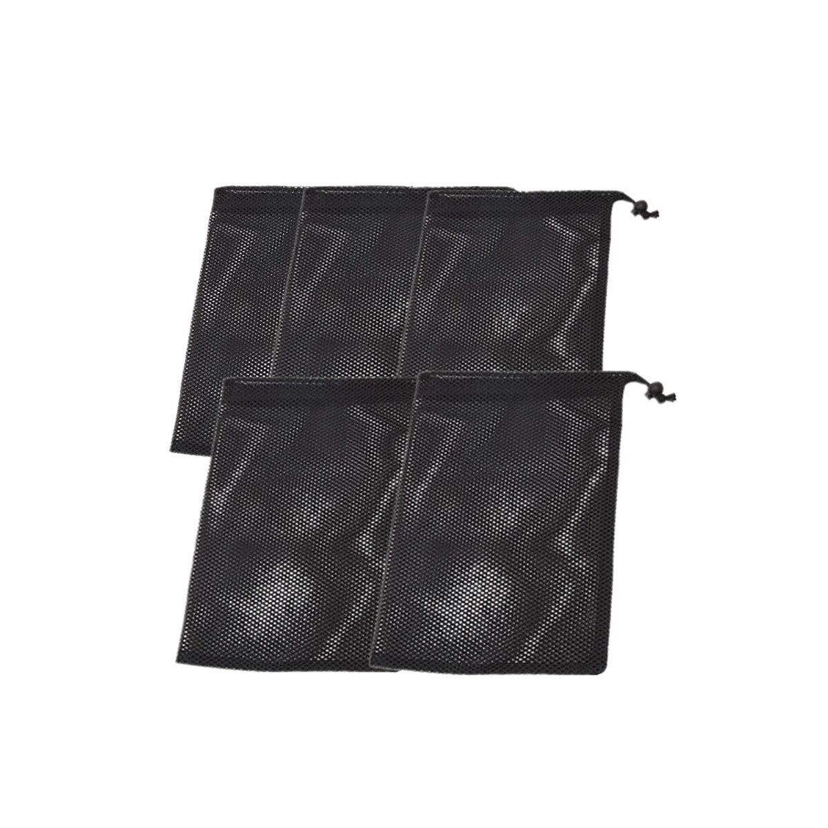 Nettingposer med snøring 5-pakning Sort 20×30 cm
