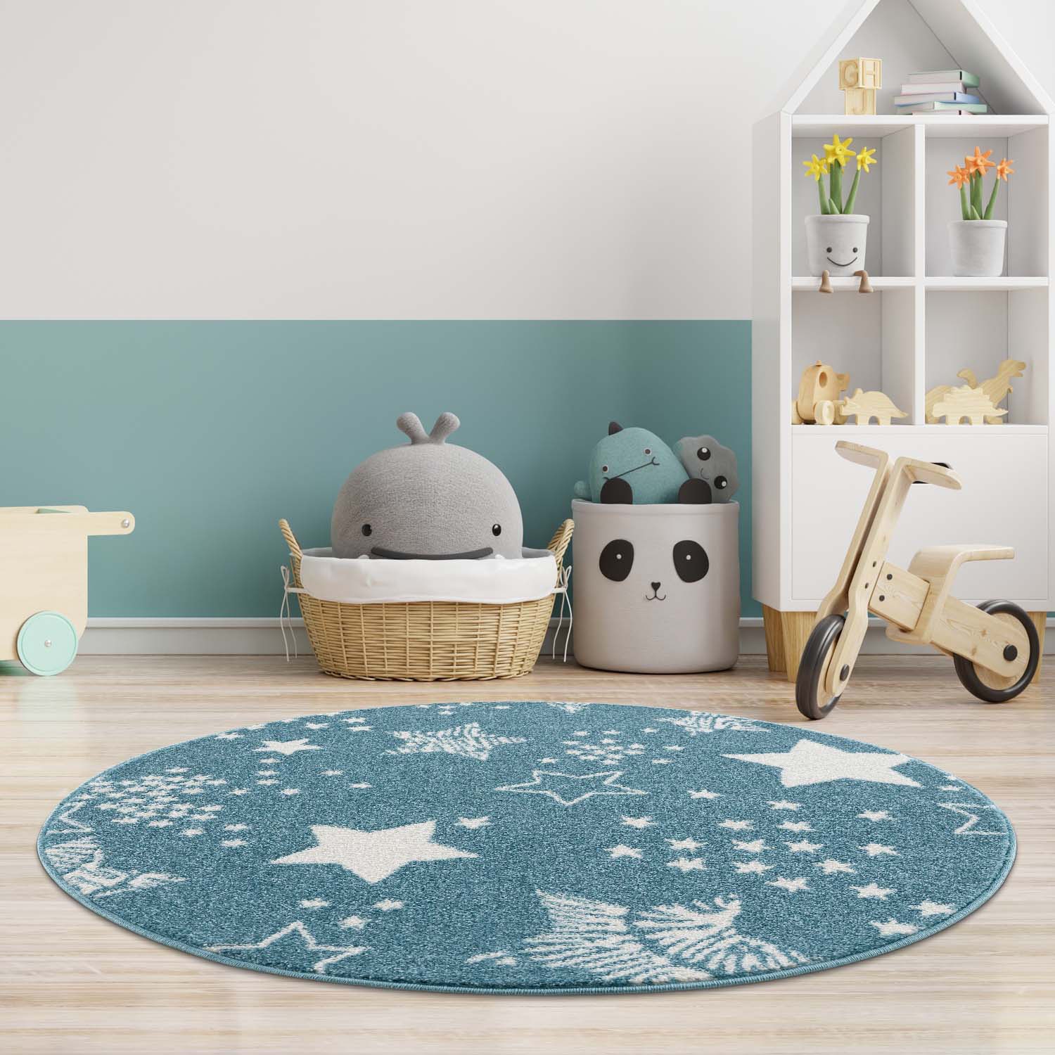 Carpet City Kinderteppich »Anime9387« rund 11 mm Höhe Sternen-Teppich, Weicher Flor, Pflegeleicht, Kinderzimmer
