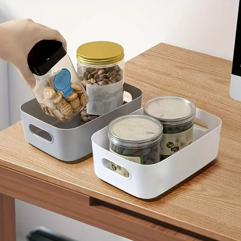 (20x14cm) Home Organizer Box Deko Aufbewahrungs Behälter mit Griff für Spielzeug / Accessoires / Lebensmittel - Weiss