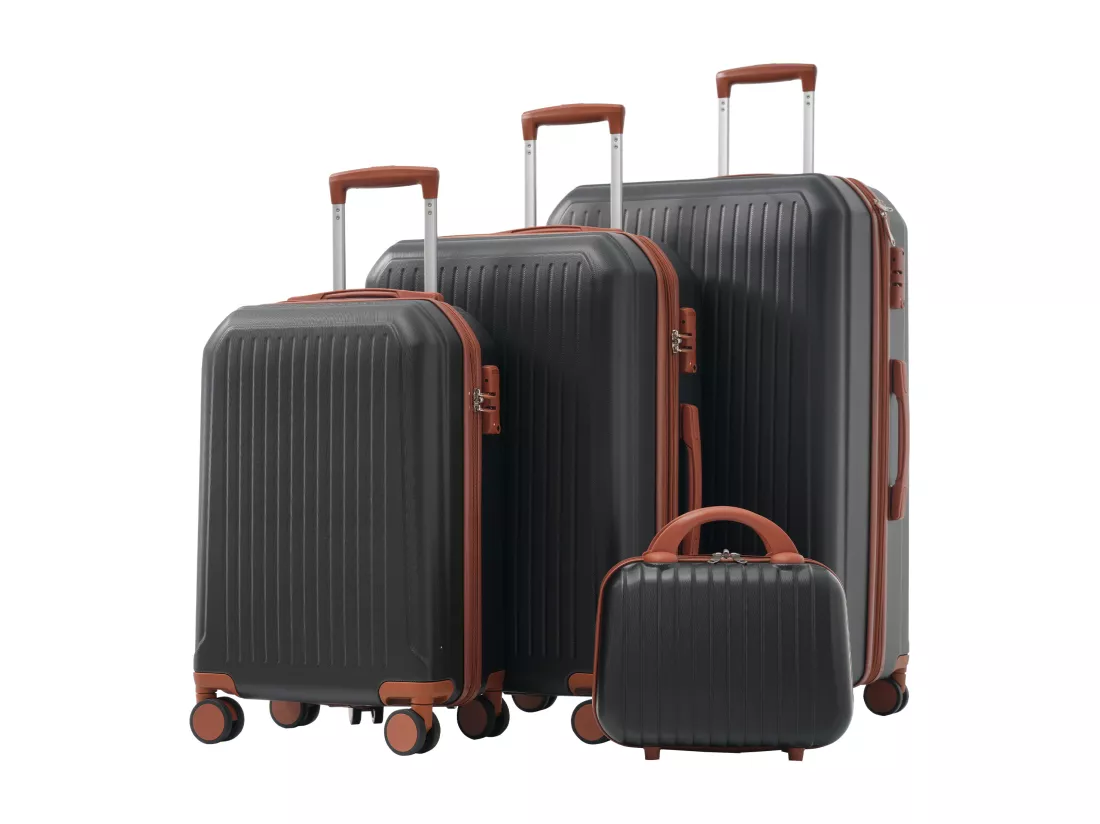 Bagage à main de 4 pièces 14&20&24&28 pouces– bagage à coque rigide - Avec poignées télescopiques en métal - noir