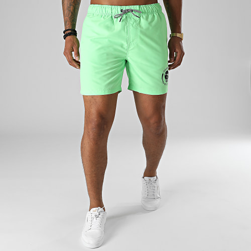 Short De Bain Logo 2 Vert Fluo Noir