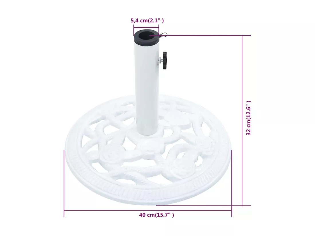 Socle de parasol Blanc 9 kg 40 cm Fonte
