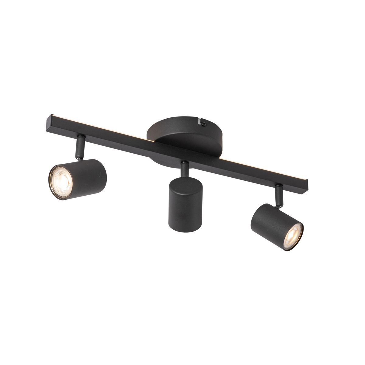 Plafondspot zwart GU10 50mm 3-lichts incl. backlight - Back Up