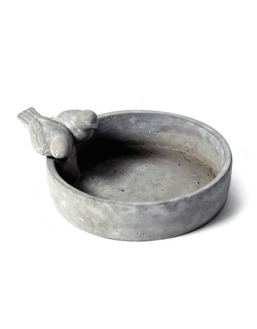 Mega Collections Vogelbad Rond Deco - Decoratie - Ø23x5 cm Grijs