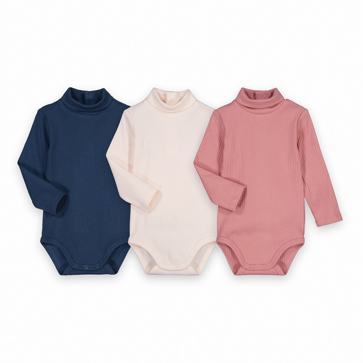 COLEÇÃO LA REDOUTE<br>Conjunto de 3 bodies com gola alta e mangas compridas