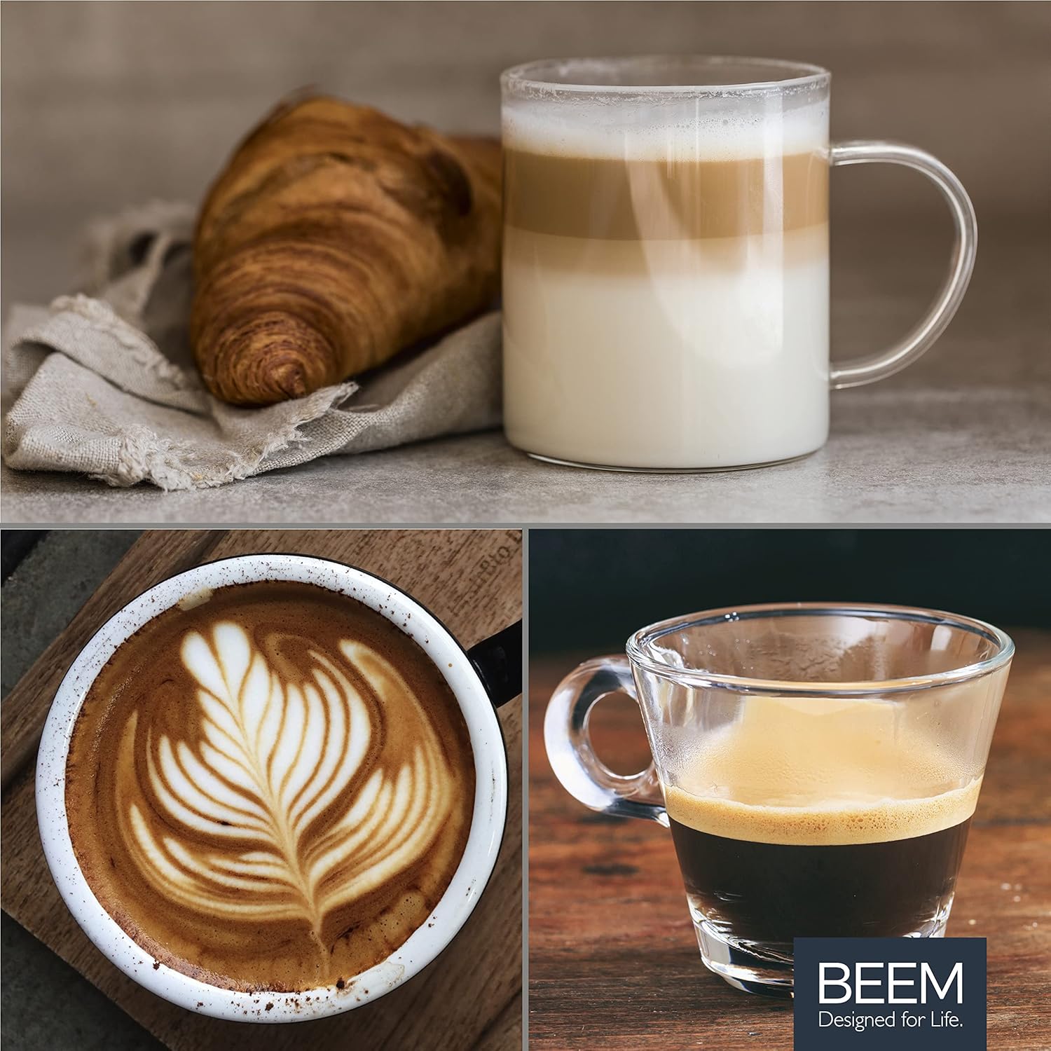 BEEM ESPRESSO PERFECT Siebträgermaschine mit 20 Bar Druck | Mühelose Zubereitung von Espresso, Cappuccino, Latte Macchiato etc. | Kompatibel mit Kaffeepulver, Pads und Kapseln