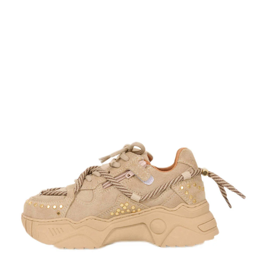 DWRS Jupiterchunky leren sneakers met studs beige