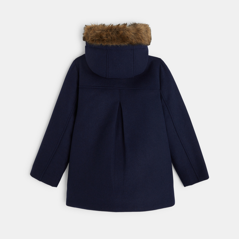 Manteau de ville caban à capuche bleu fille