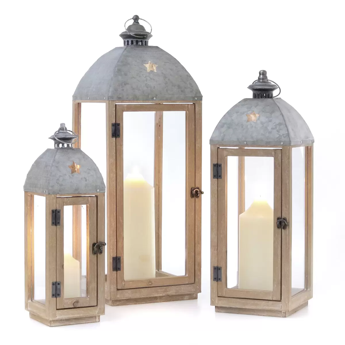 Laterne Holz XMAS natur,silber