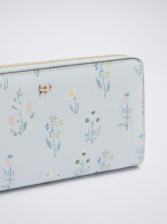 Carteira com estampa floral - Azul