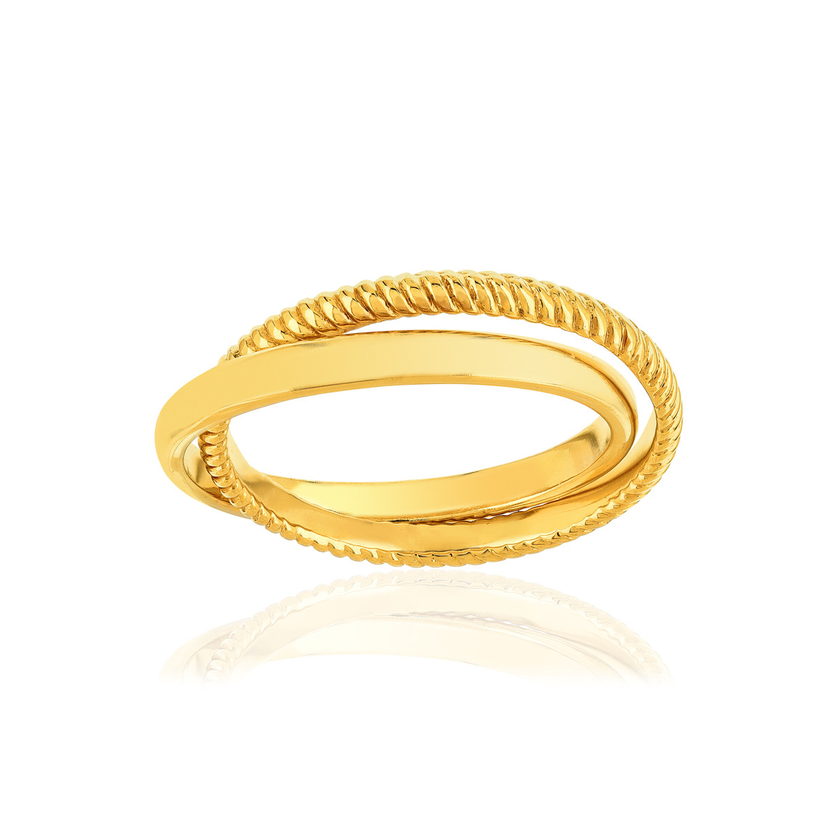 Bague plaqué or 2 anneaux entrelacés
