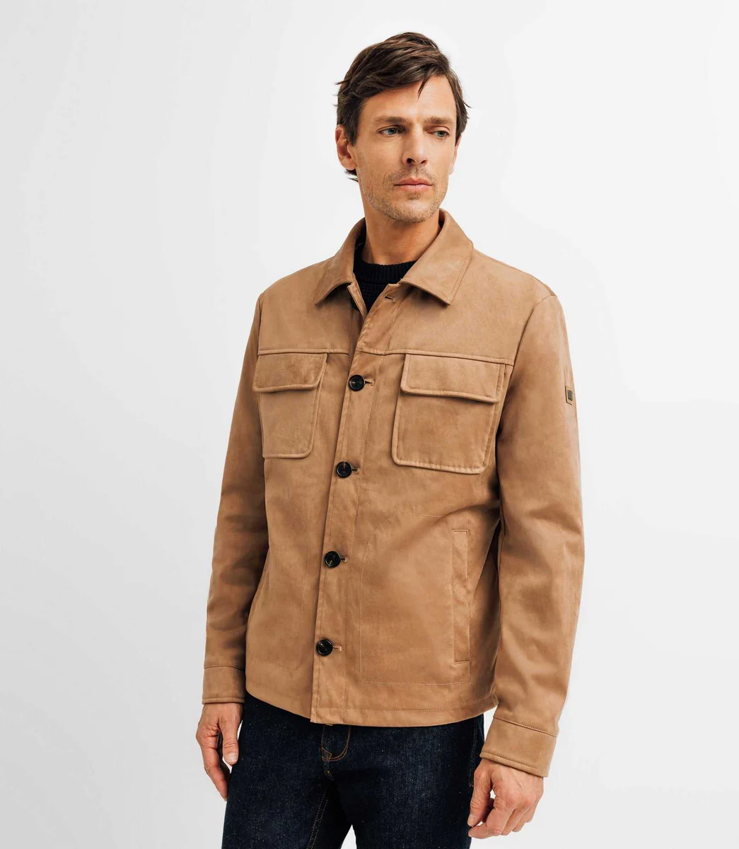 Blouson en suédine beige