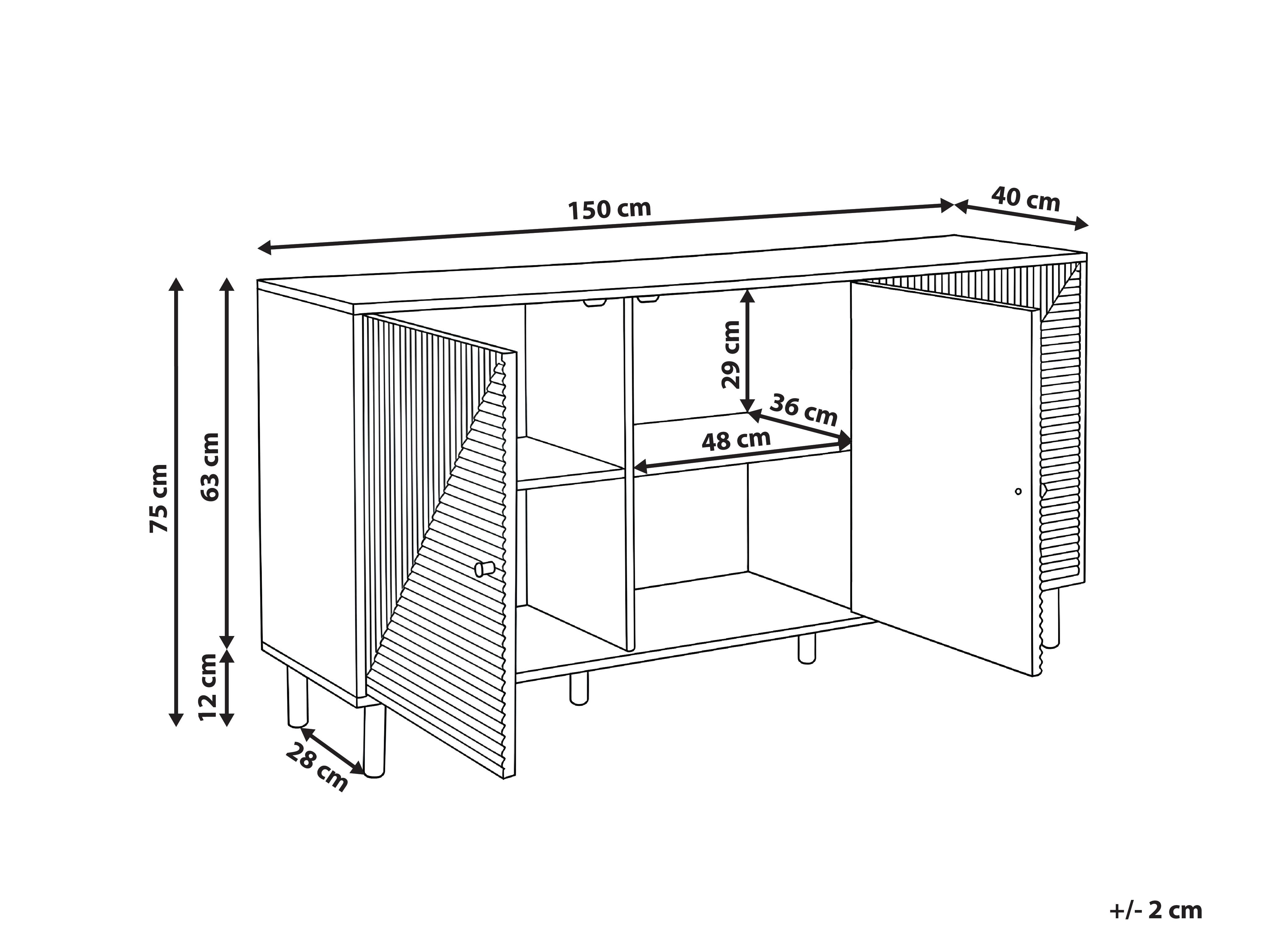 Dressoir met 3 deuren RONGE Lichtbruin