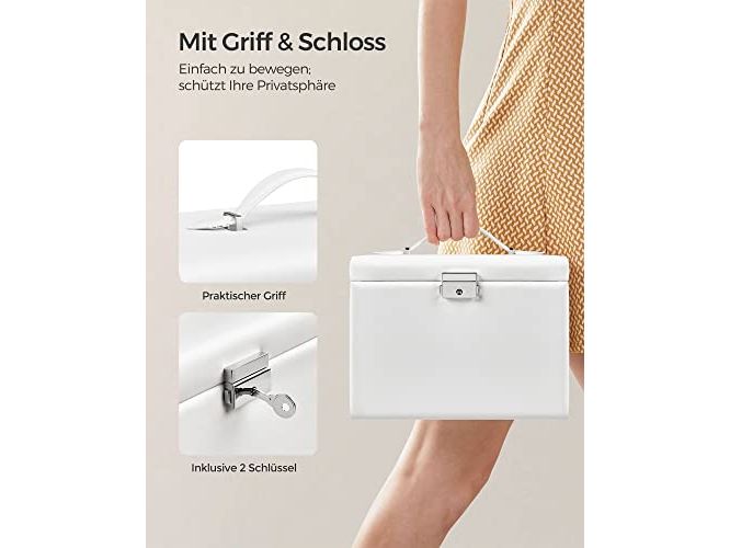 Songmics Schmuckschatulle mit Glasdeckel 22.5 x 17.5 cm, We Schmuckkasten