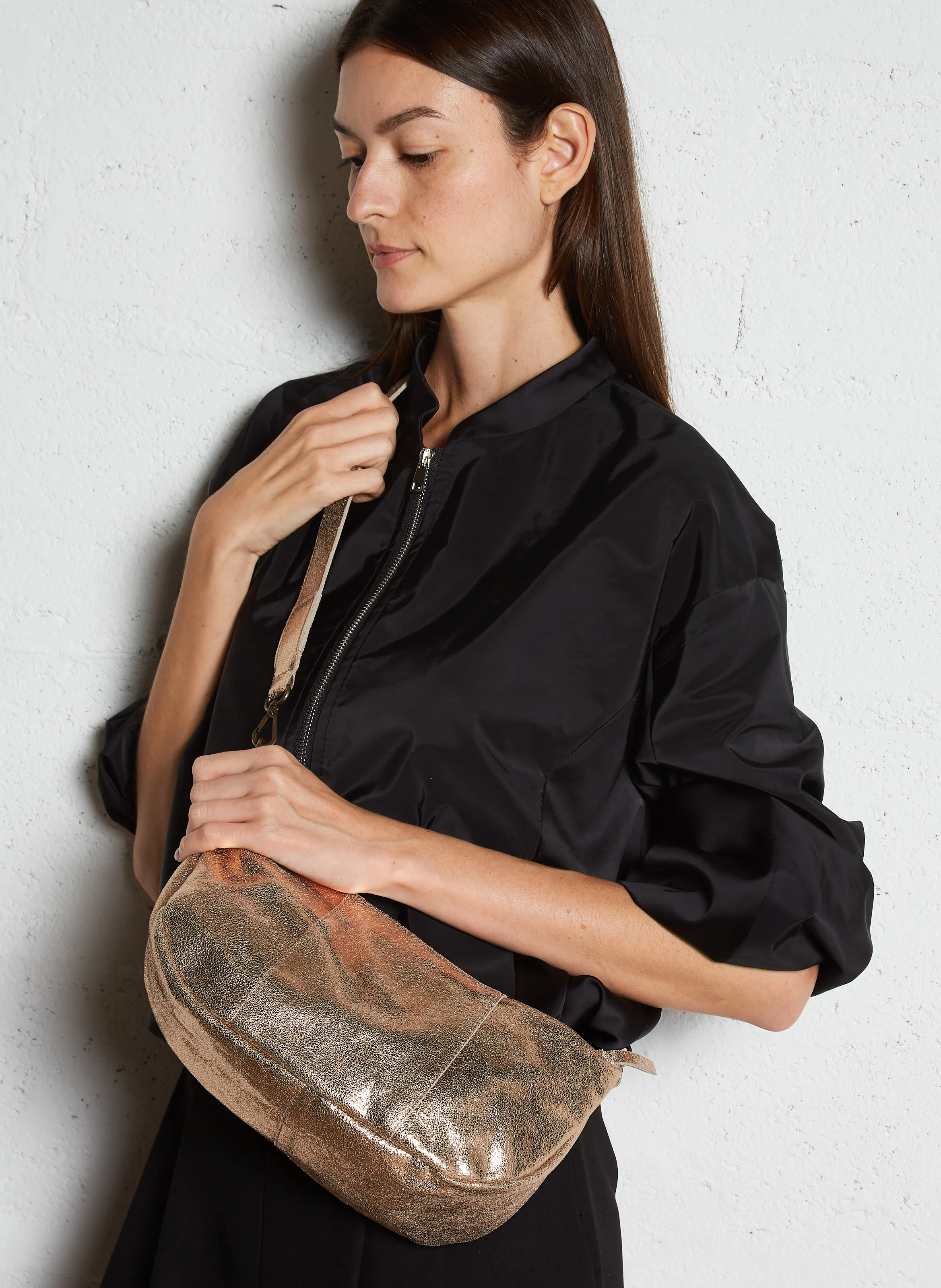 NULLA - Sac bandoulière en cuir métallisé| Orange