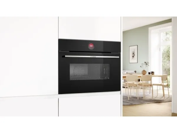 Bosch Serie | 8 CMG7241B1 - Kombinationsovn - til indbygning - Wi-Fi - niche - bredde: 56 cm - dybde: 55 cm - højde: 45 cm - med selv-rengøring - sort