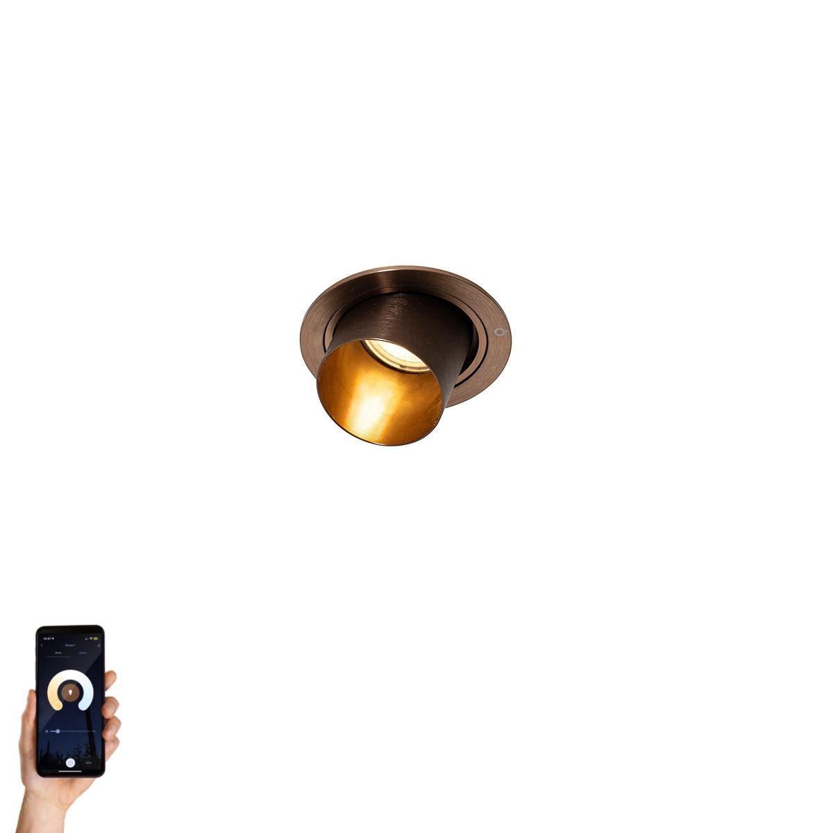 Smart inbouwspot donkerbrons rond kantelbaar incl. Wifi GU10 50mm - Installa