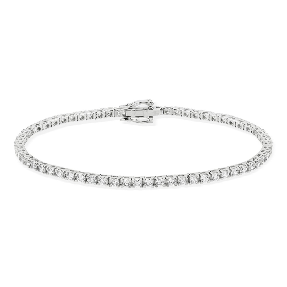 Bracelet tennis or 750 blanc diamant synthétique