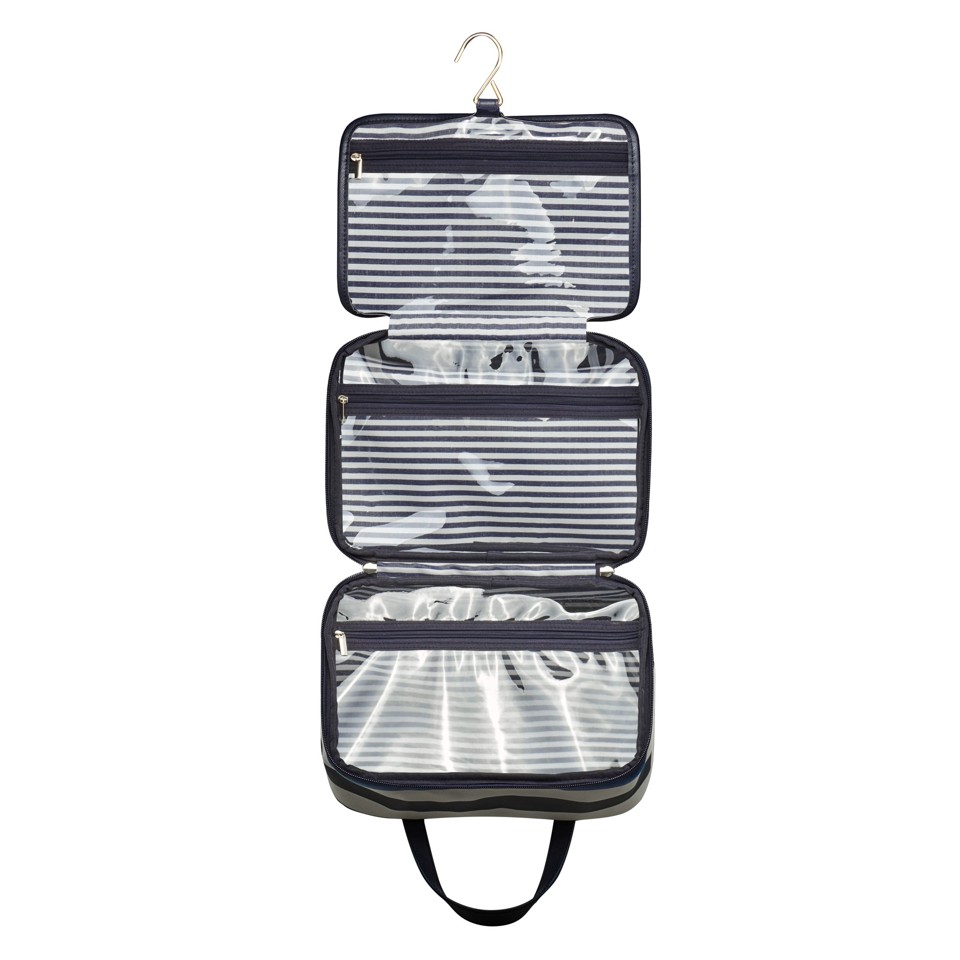 Gillian Jones - Organizer Cosmetic bag w. hangup function Dark blue/white stripes - Toilettaske