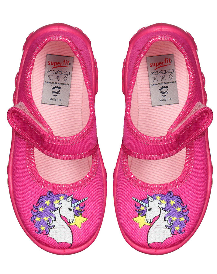 Spangen-Hausschuhe BONNY UNICORN STAR mit Glitzer in pink