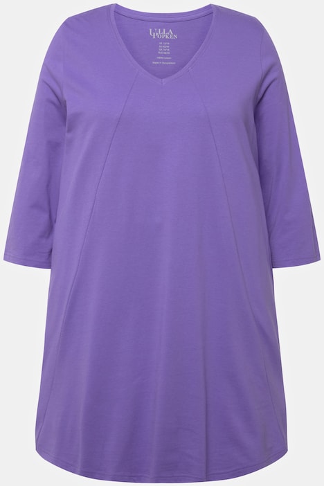Longshirt, Ziernähte, A-Linie, V-Ausschnitt, 3/4-Arm