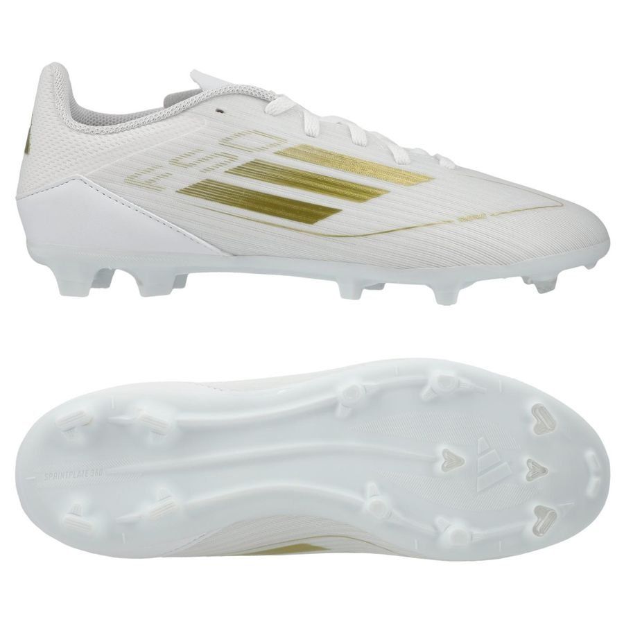 adidas F50 League FG/AG Day Spark - Blanc/Doré/Blanc Enfant