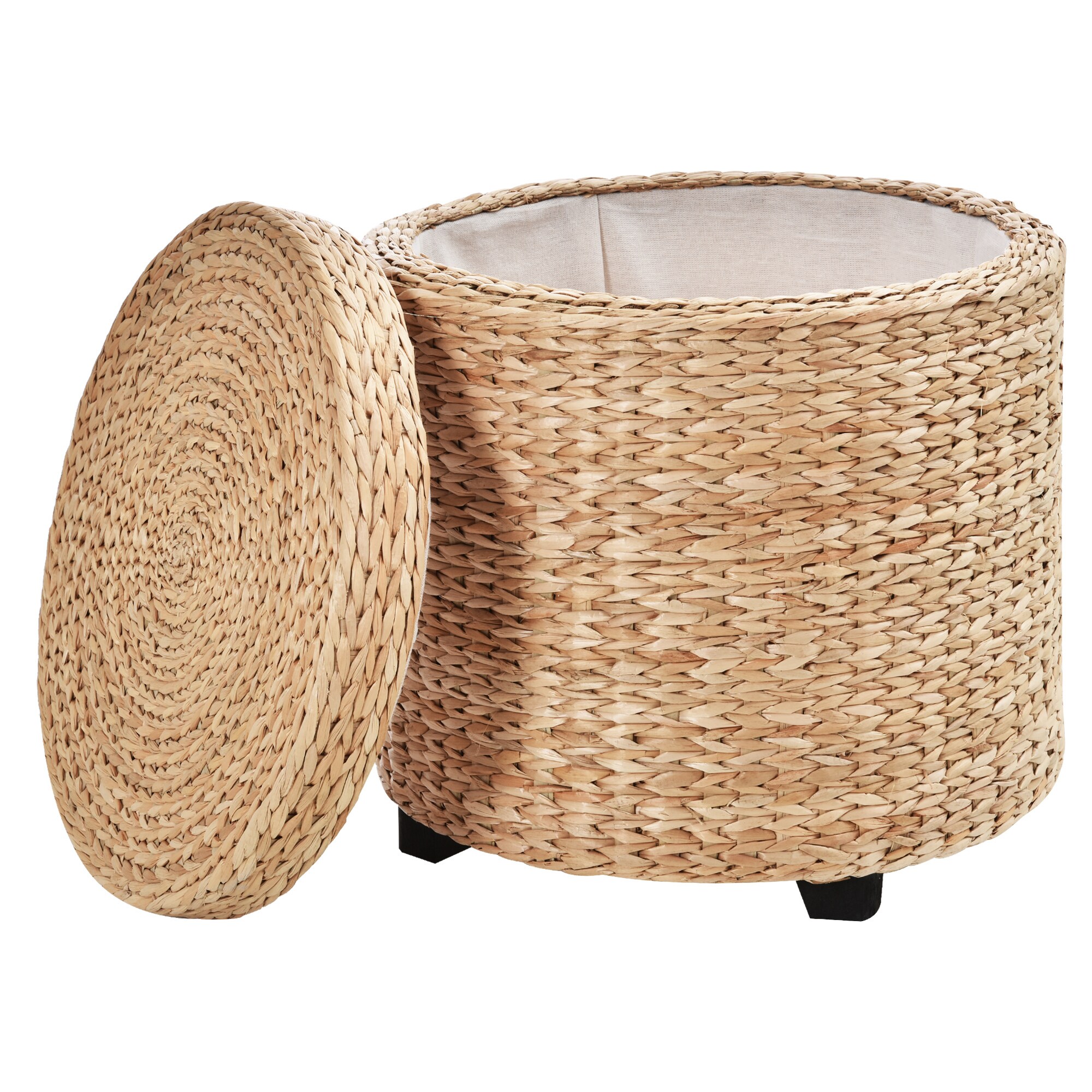 HOMCOM Hocker mit Stauraum khaki 43 x 43 cm (ØxH)