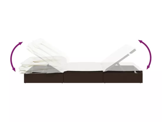 Transat avec toit pliable marron 213x63x97 cm résine tressée