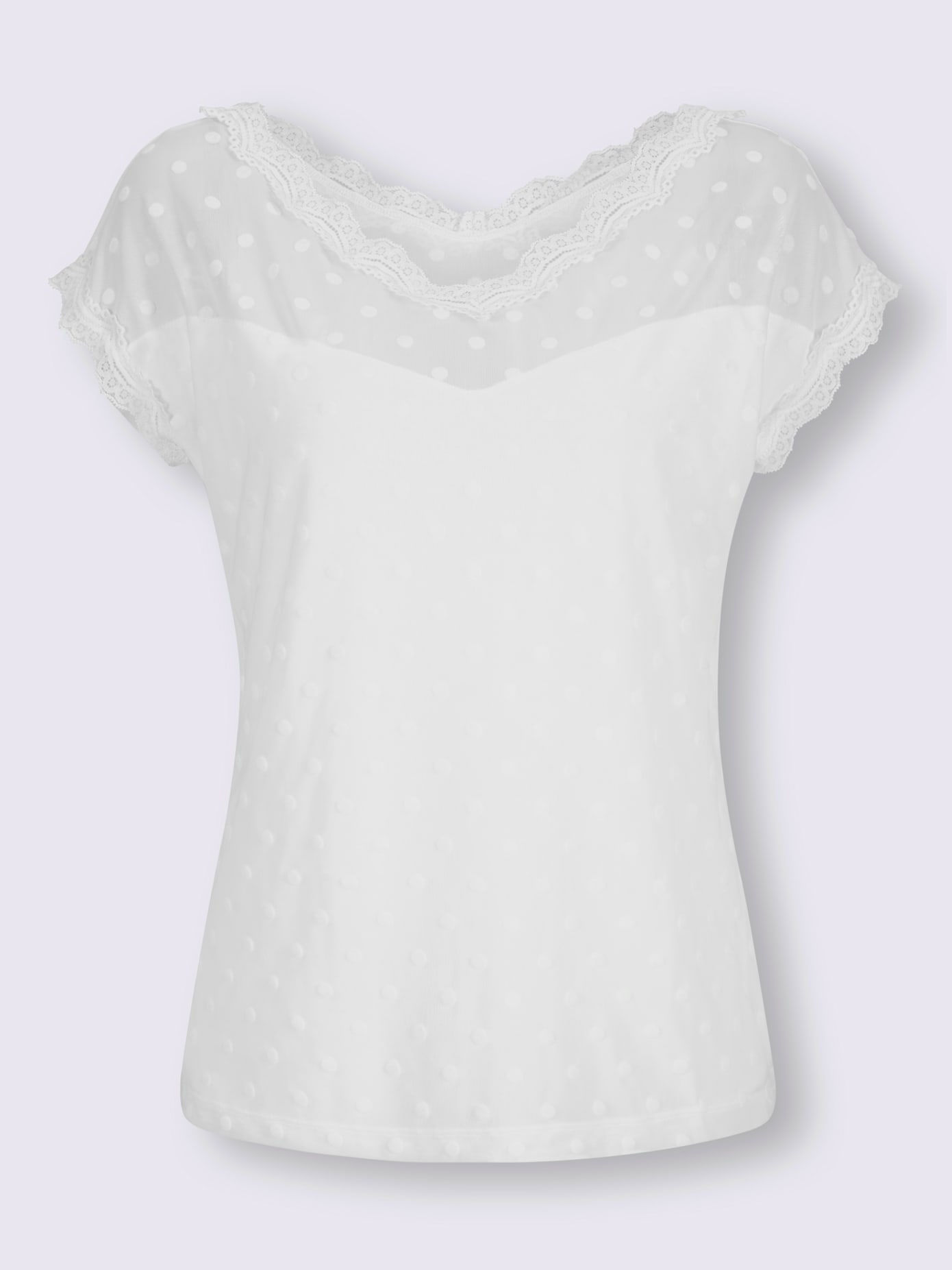 T-shirt bordure en dentelle au col v.