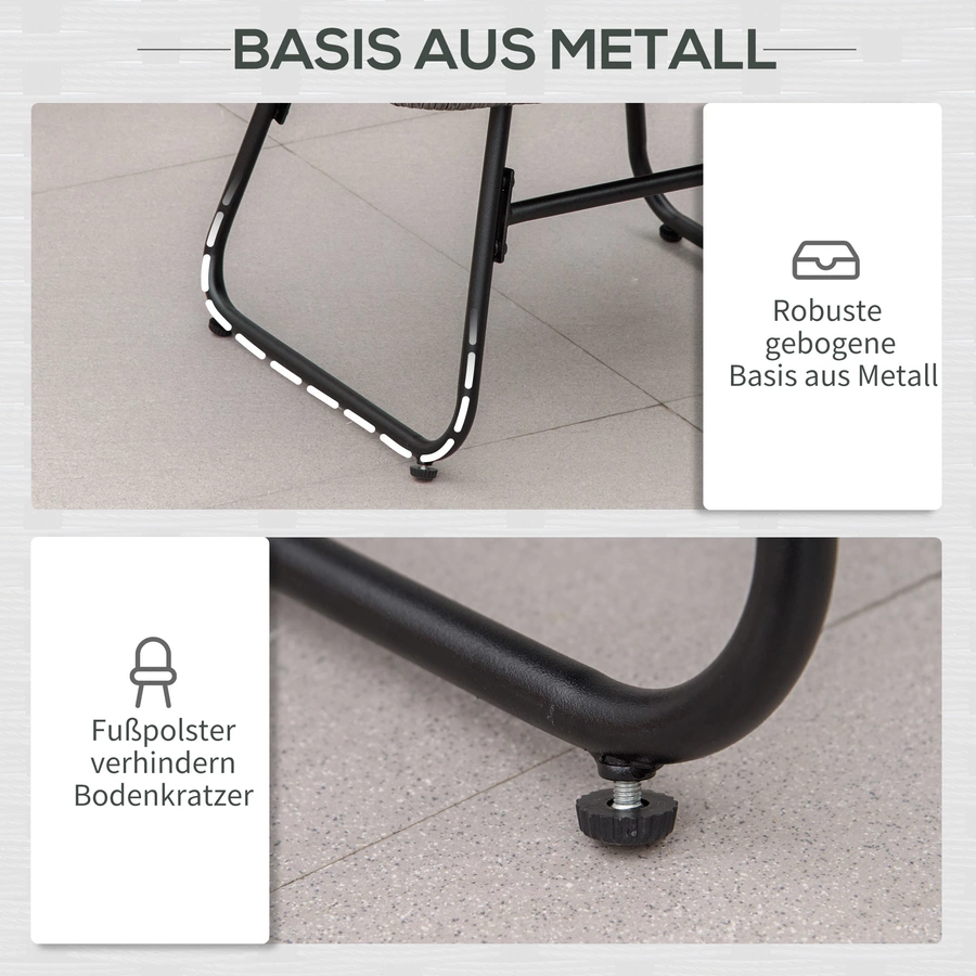 Outsunny Rattansessel-Set mit Fußhocker grau