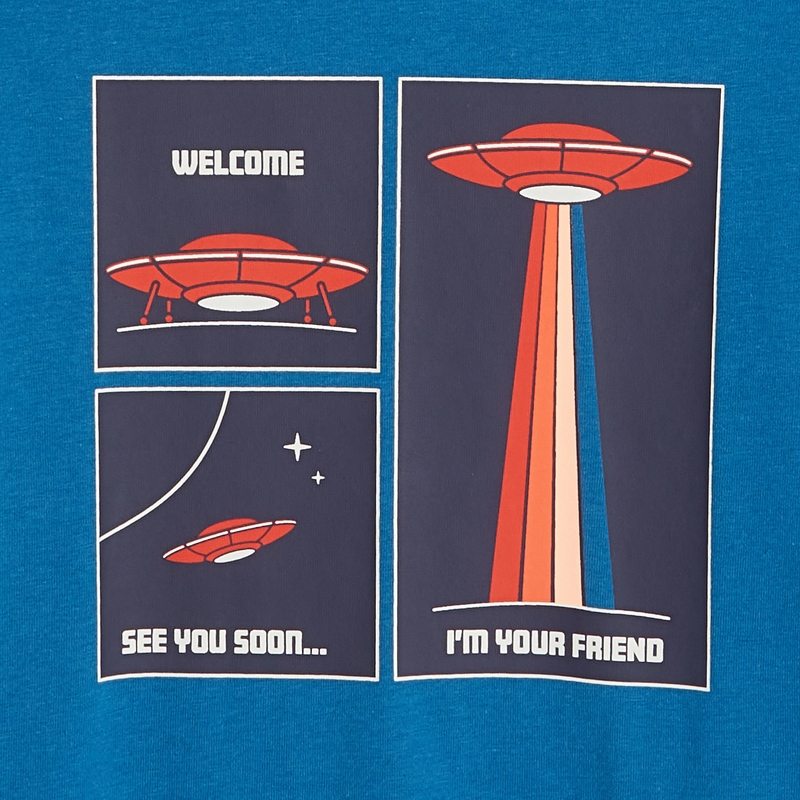 T-shirt manches longues thème espace bleu garçon