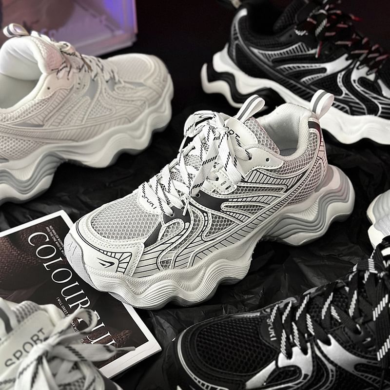 Tanzanite - Bedrukte platform sneakers