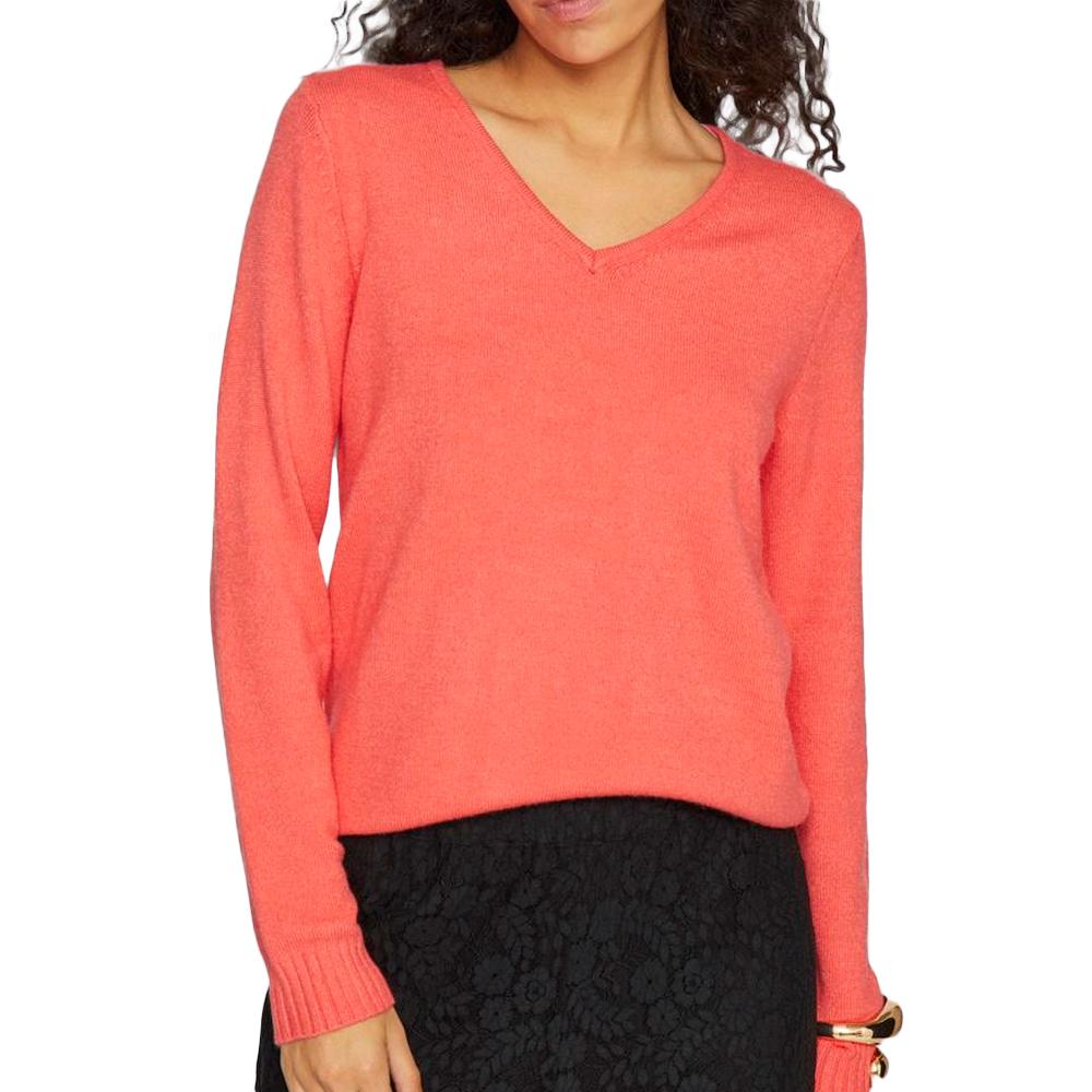 Vila Pull Col V Rose Fluo Femme Vila 69