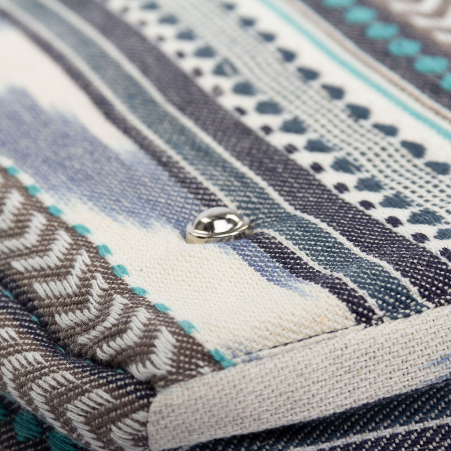bodhi ETHNO Collection: Yoga Kit Bag Ikat-Webstoff, schwarz-weiß-blau gemustert