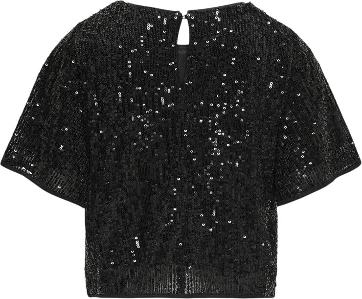 ONLY KOGFRANSA SEQUIN S/S TOP TLR Blå