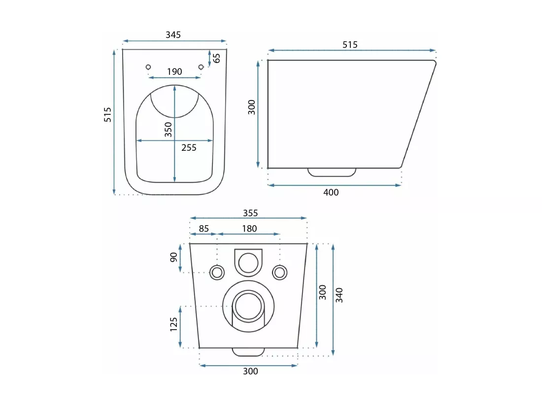 Cuvette Wc Suspendue Rea Julio Rimless Duroplast/Flat/Zm Matt Black