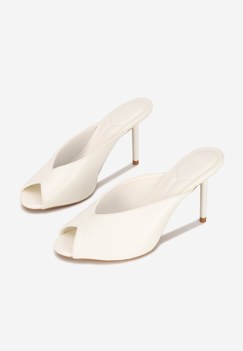 Mules à talon fin blancs Sidina