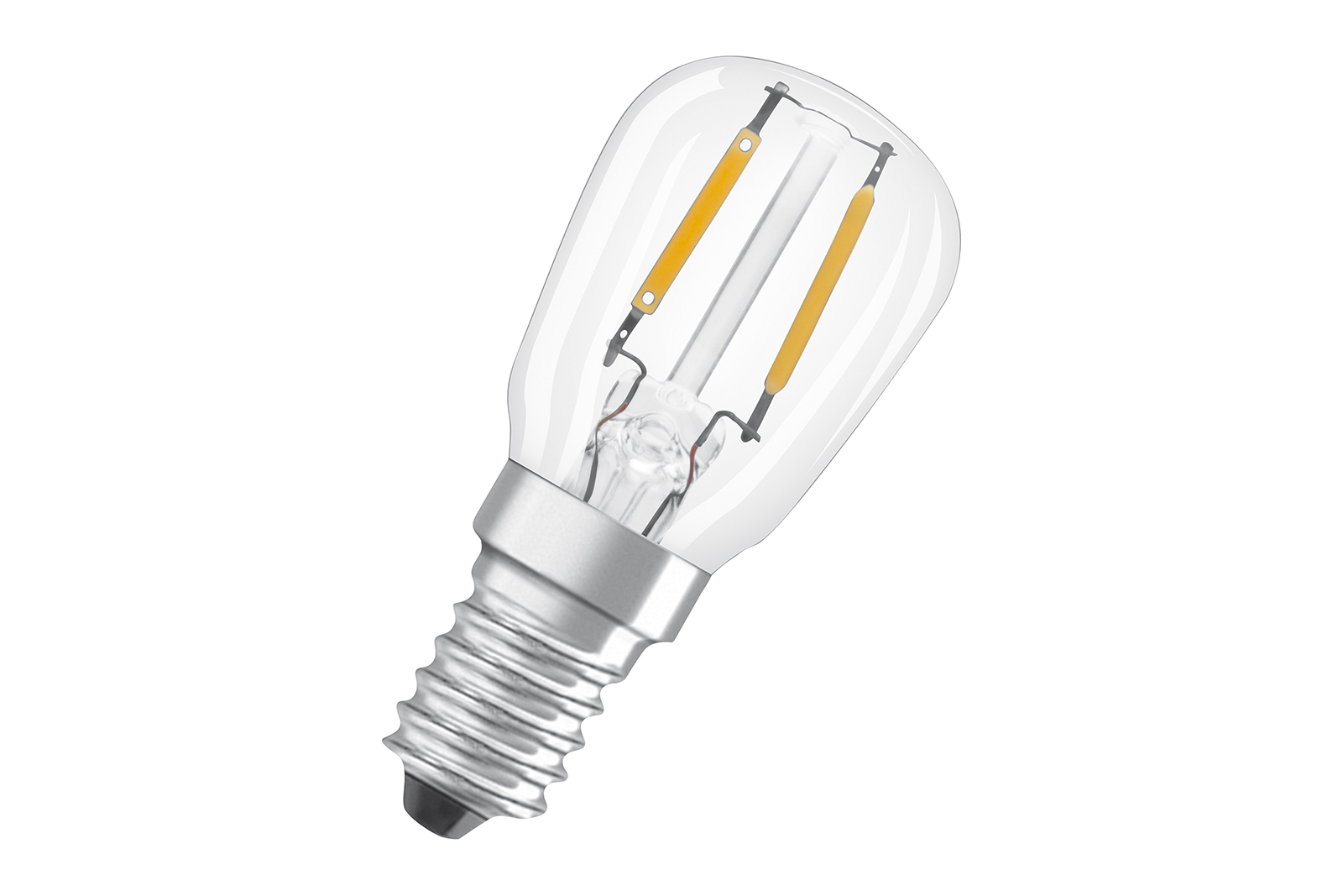 Mini LED-lyspære E14 Klart glass med E14-sokel og varmhvitt lys. 110lm. Ikke dimbar.