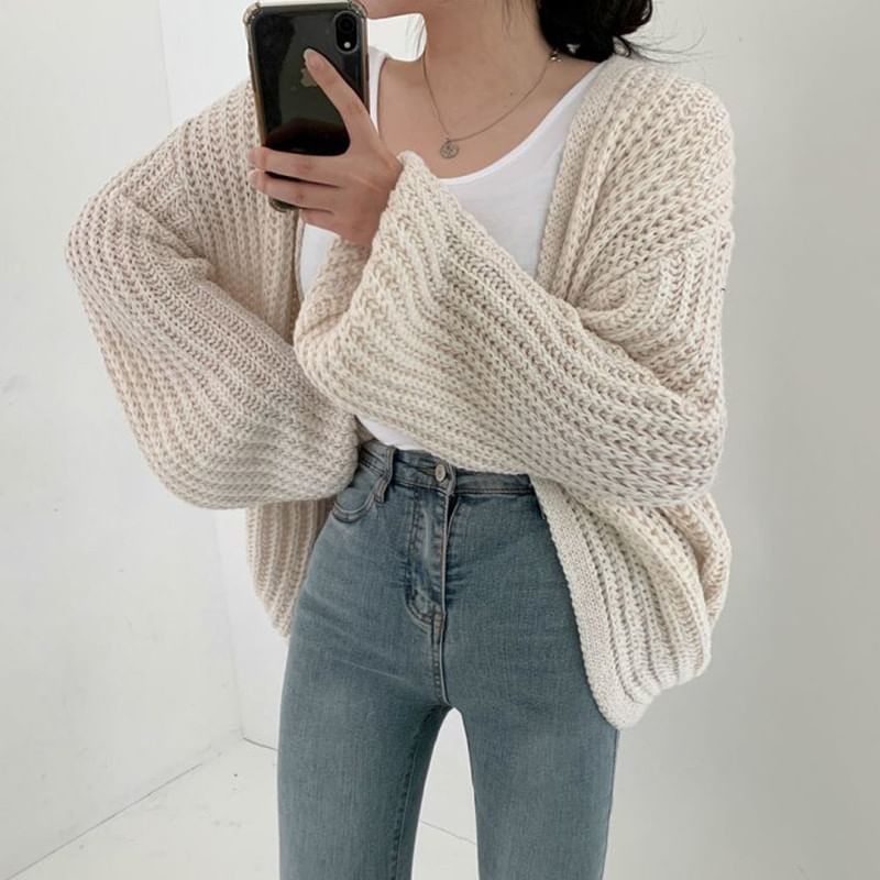 Angel Shine - Oversized open-front ballonmouw V-hals vest