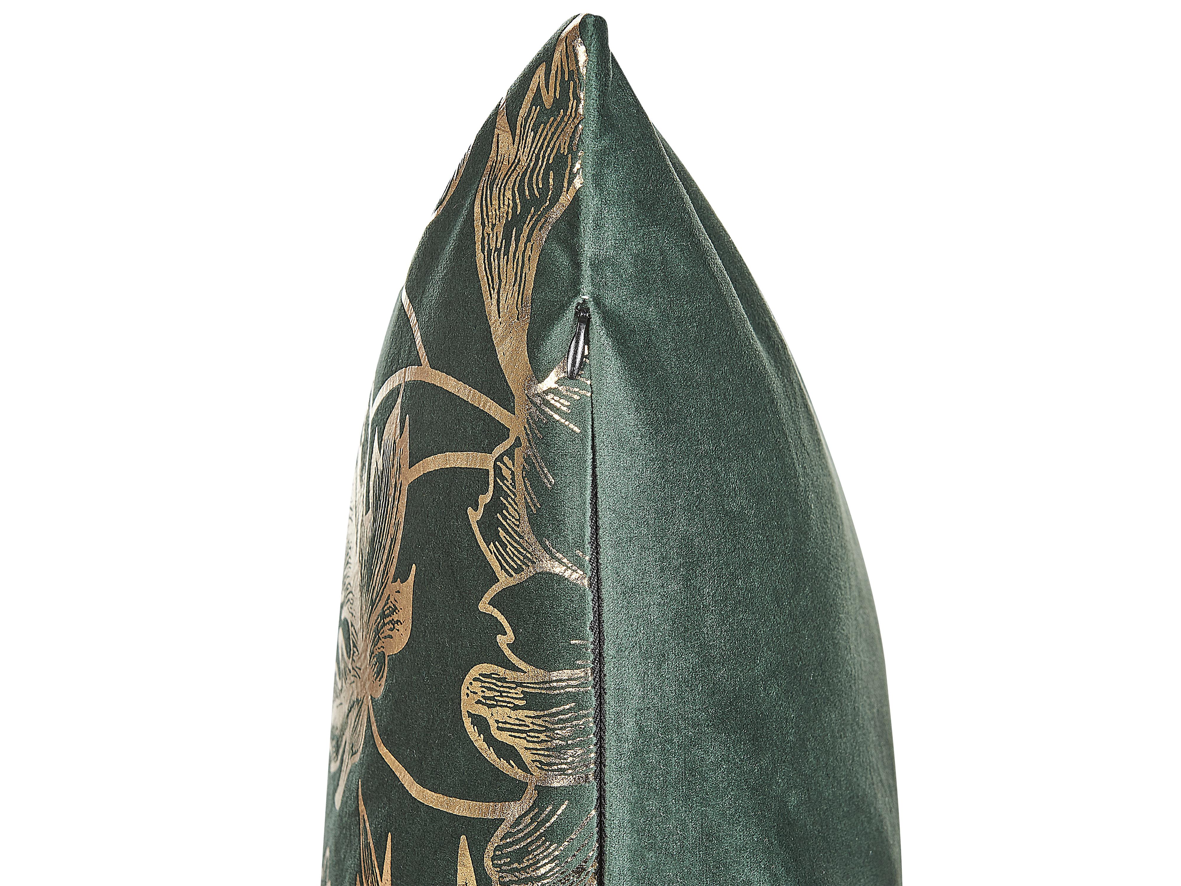Set van 2 sierkussens DAFFODIL Fluweel 45 x 45 cm Smaragdgroen bloempatroon